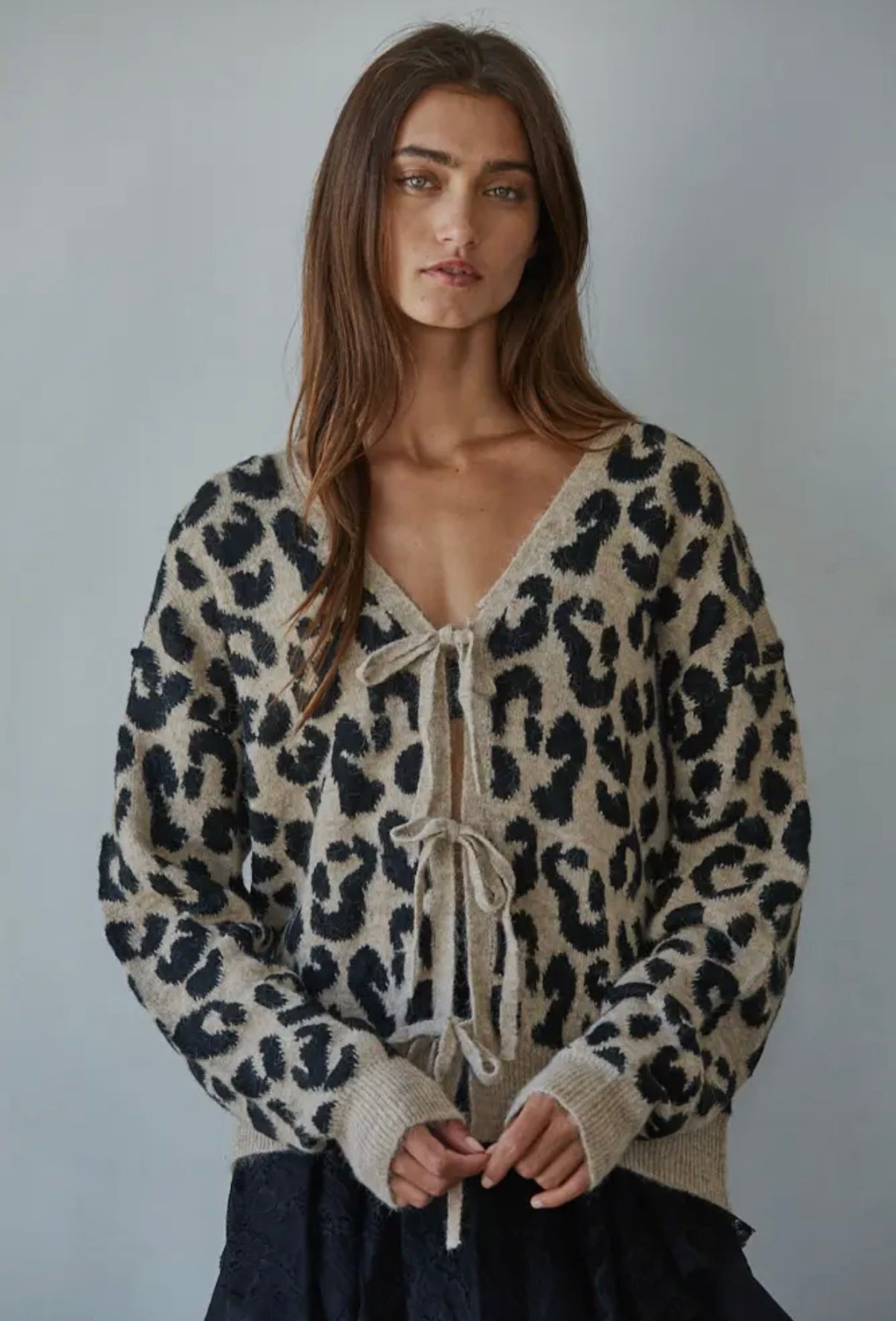 Leopard Tie-Front Cardigan