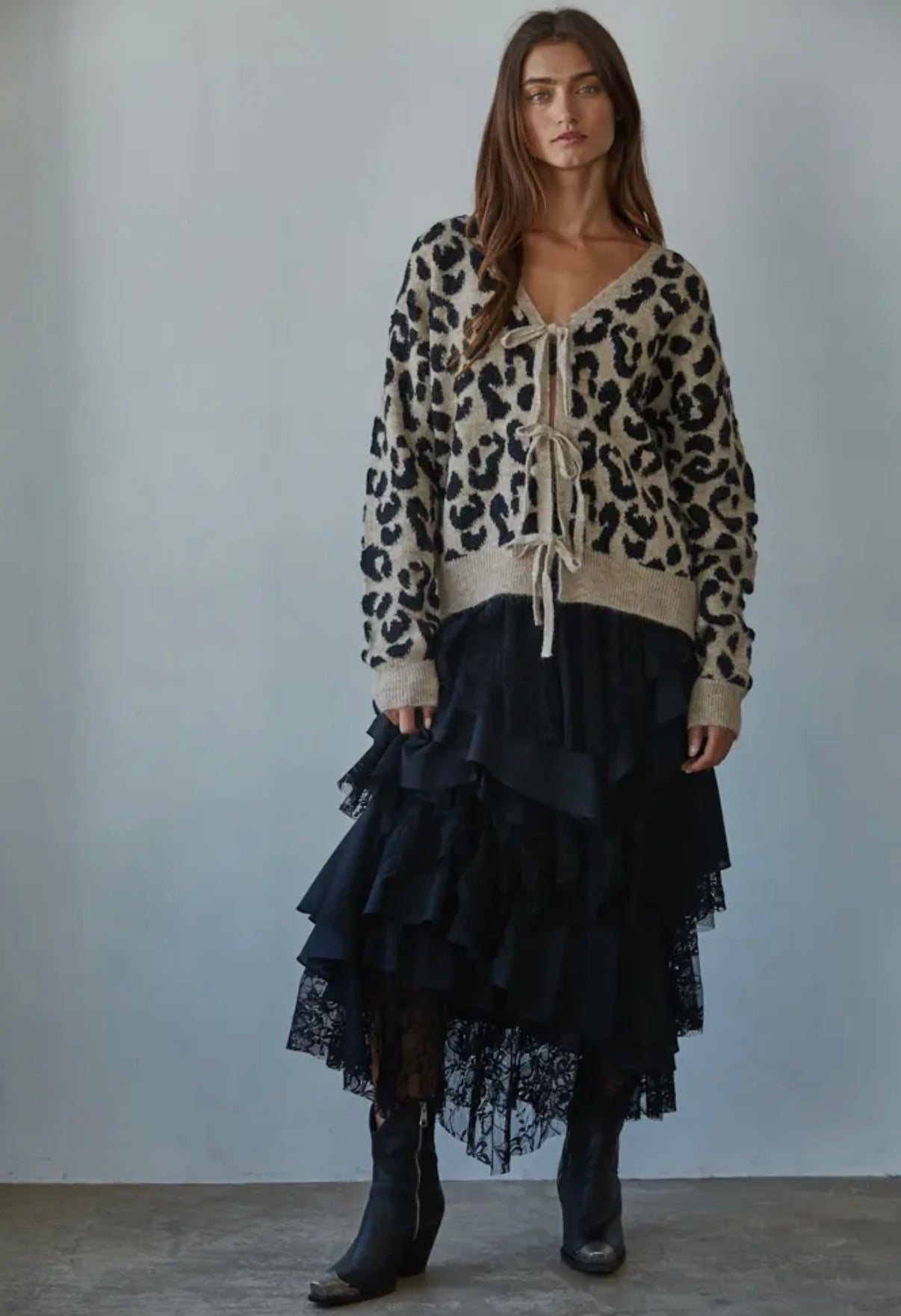 Leopard Tie-Front Cardigan