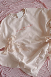 Pink Bow 'He Holds All Together' Ivory Pullover