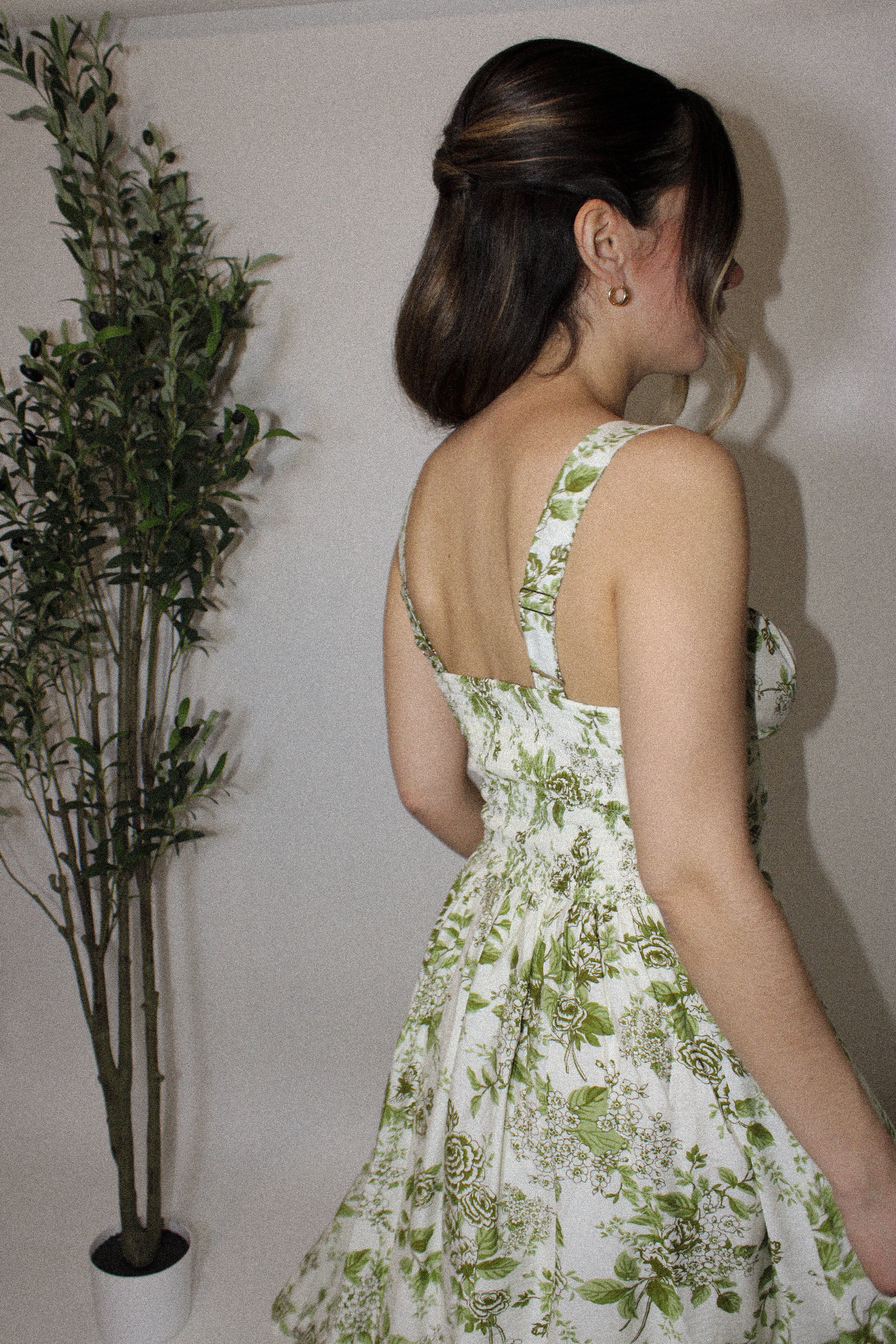 Sage Garden Bustier Midi Dress