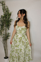 Sage Garden Bustier Midi Dress