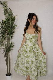 Sage Garden Bustier Midi Dress