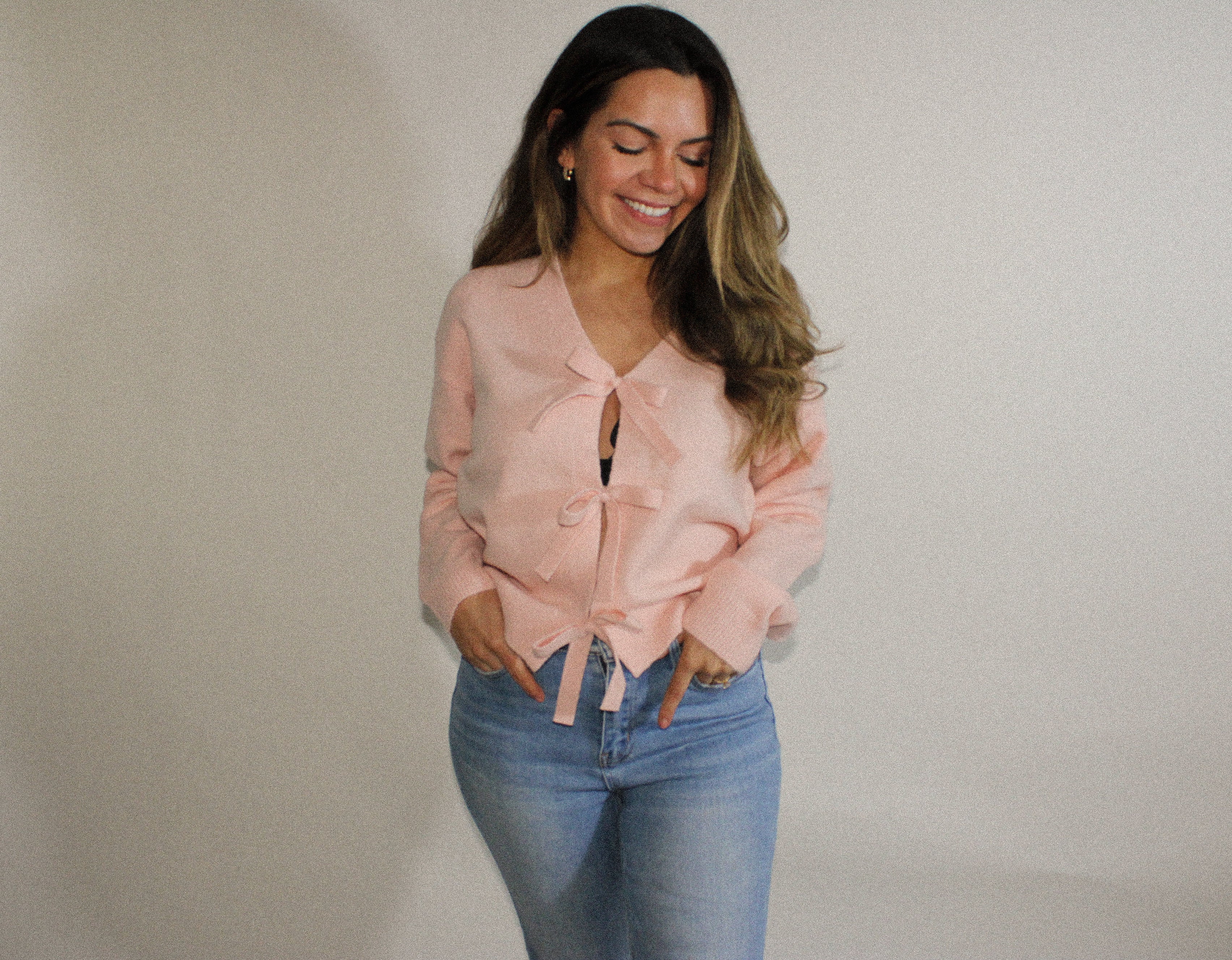 Pretty In Pink Blush Ribbon Sweater