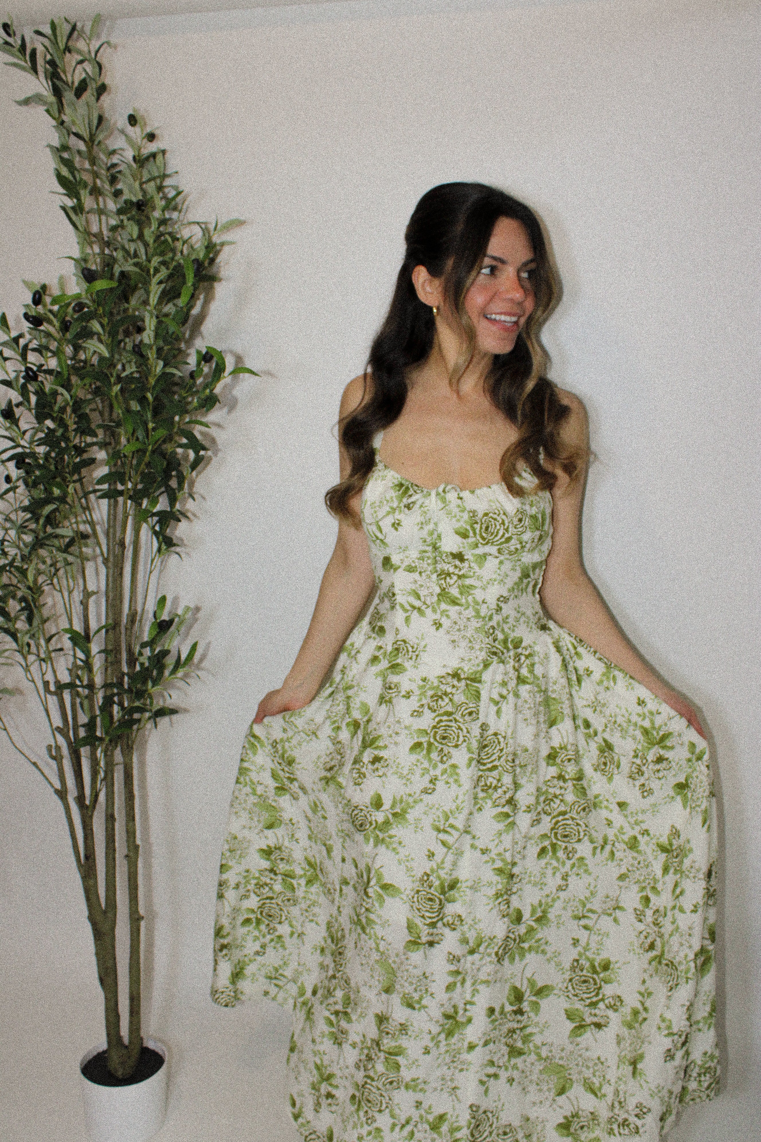 Sage Garden Bustier Midi Dress