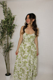 Sage Garden Bustier Midi Dress