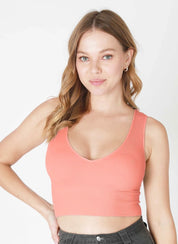 Plunge V-Neck Ribbed Crop Top