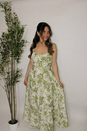 Sage Garden Bustier Midi Dress