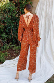 Rust Orange Floral Jumpsuit - Muted Closet