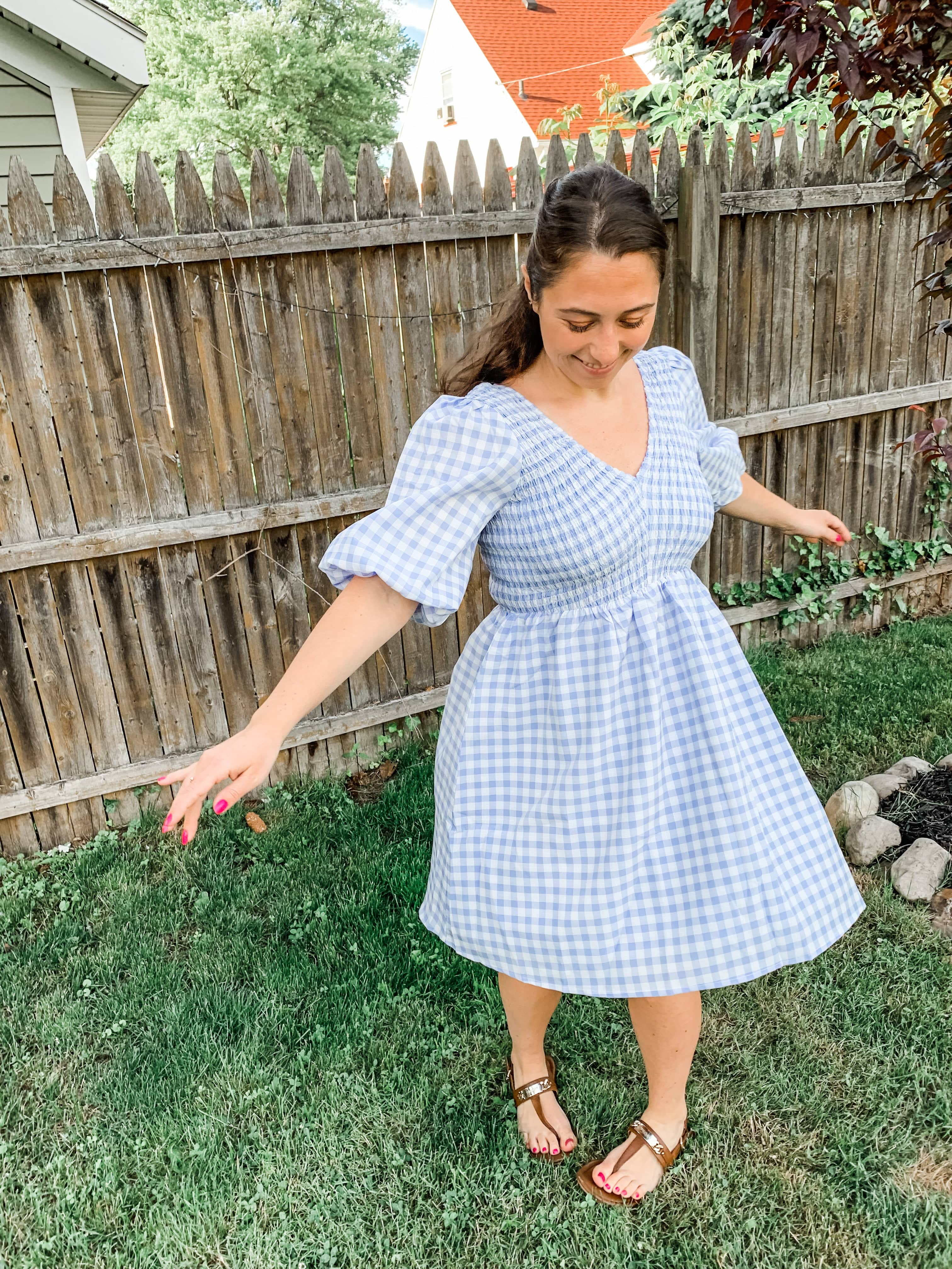 Ever Blue Gingham Babydoll Dress Large Ever Blue Gingham Babydoll Dress Large