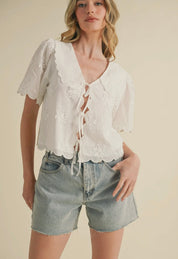 Ella Ivory Embroidered Top