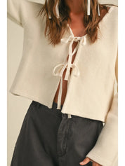 Beige Selena Tie Sweater