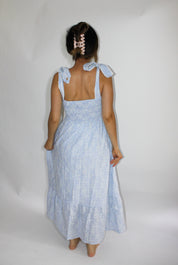 Whispering Blue Floral Midi Dress
