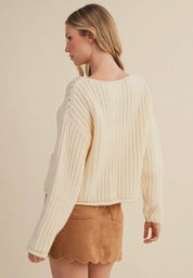 Cream Front-Tie Cardigan