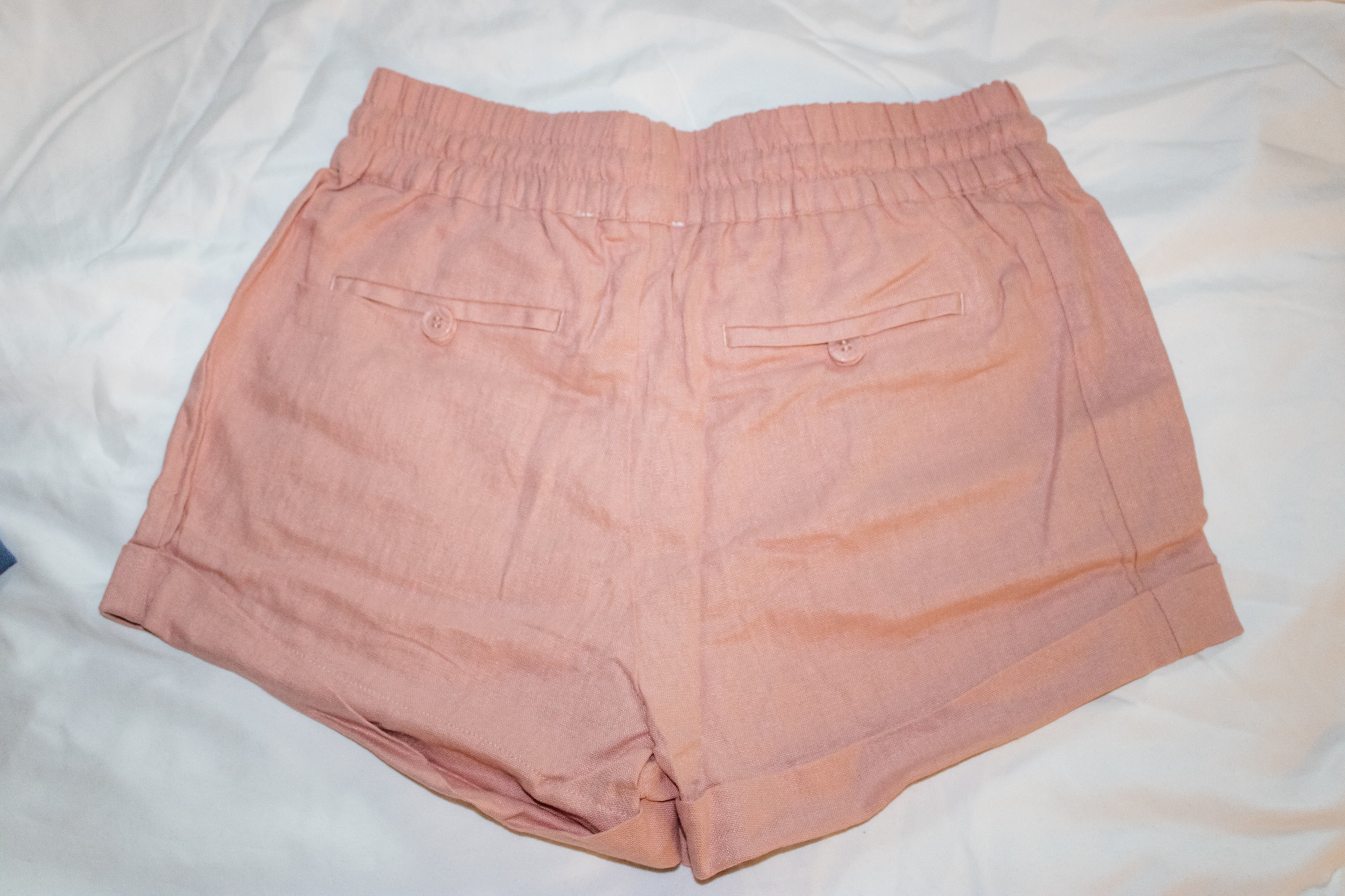 Dusty Pink Linen Daisy Shorts