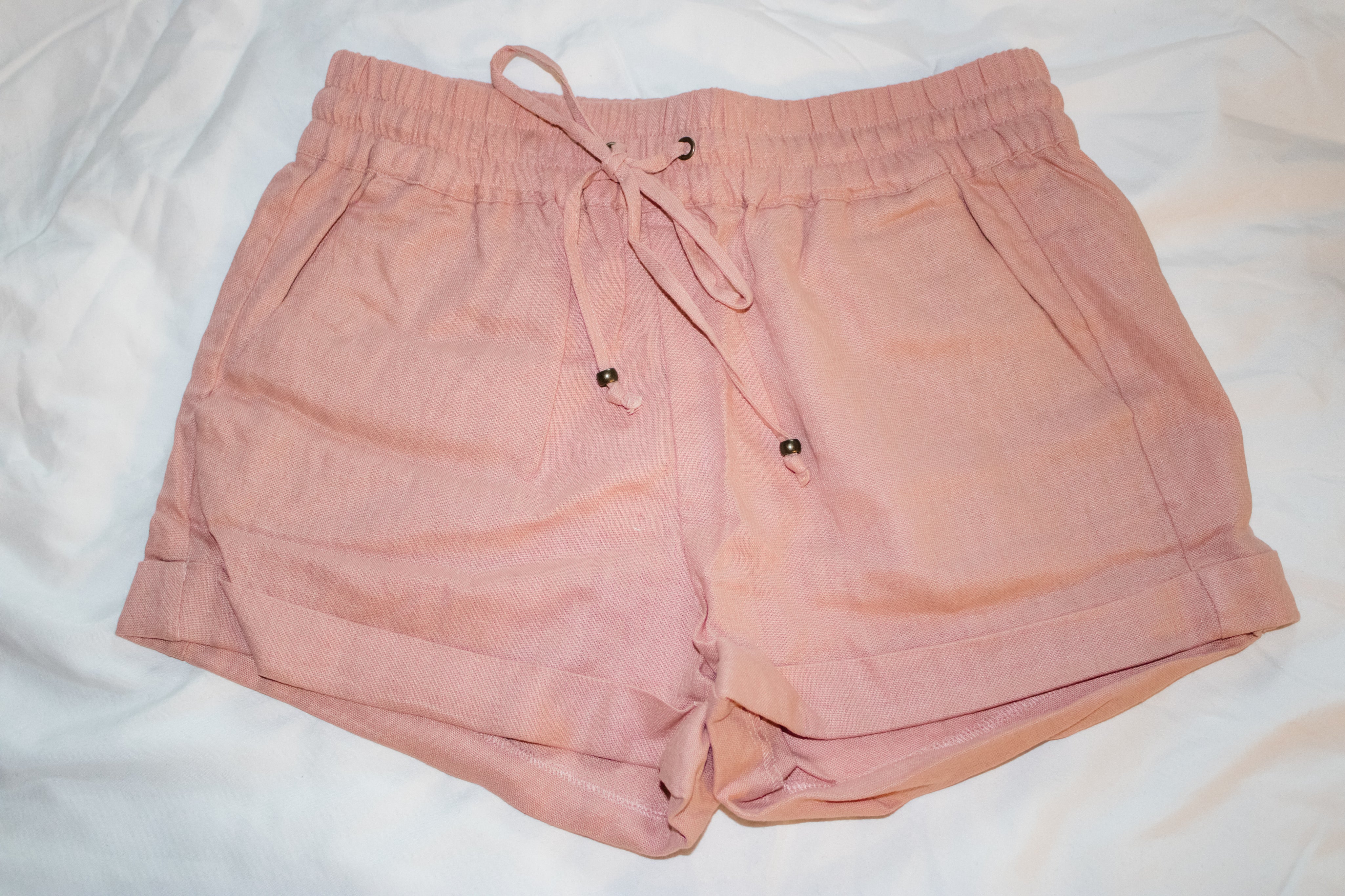 Dusty Pink Linen Daisy Shorts
