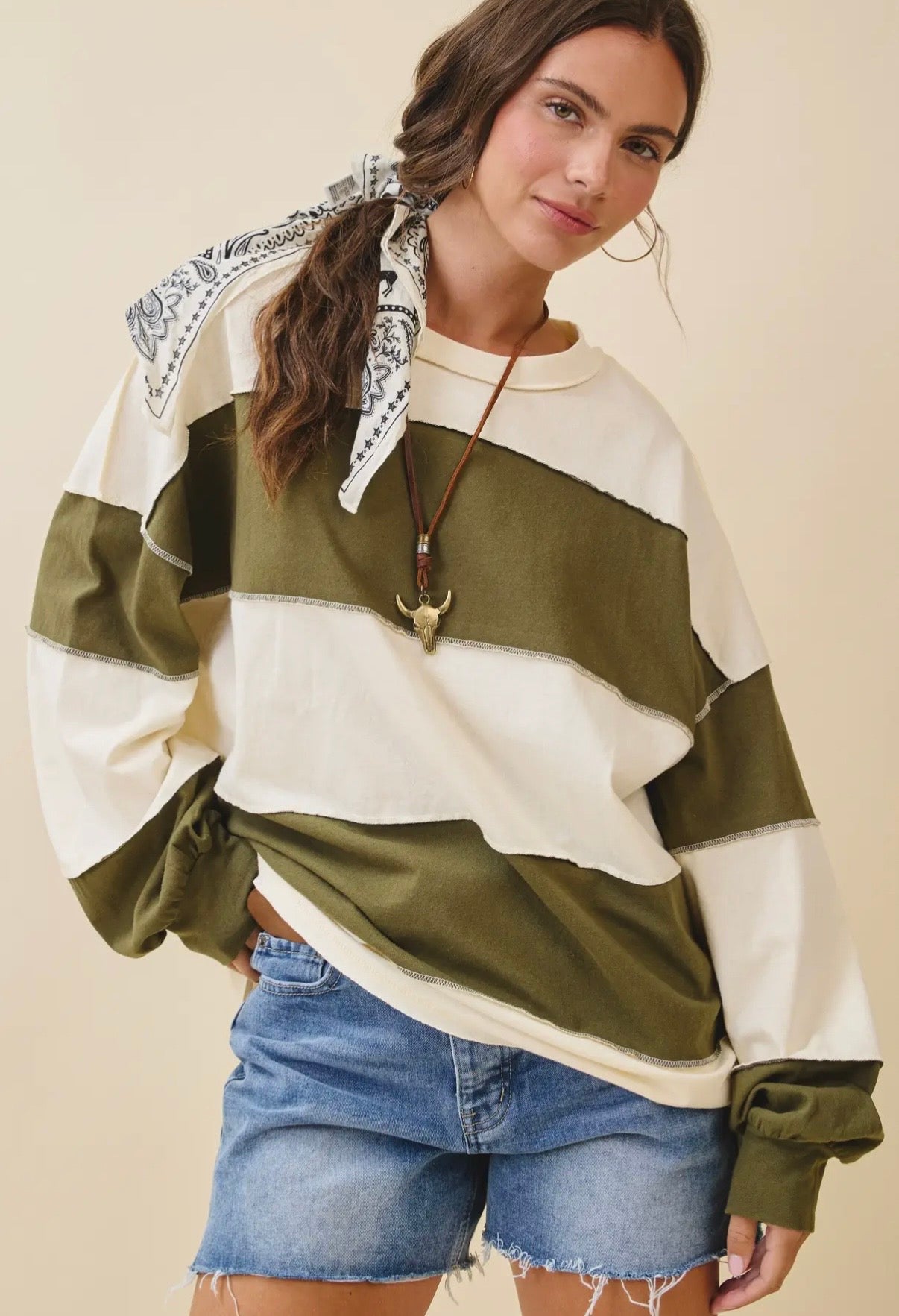 Olive You Always Color Block Top