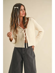 Beige Selena Tie Sweater