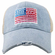 American Flag Denim Adjustable Cap
