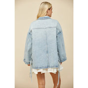 Mable Light Wash Side Tie Oversized Denim Jacket