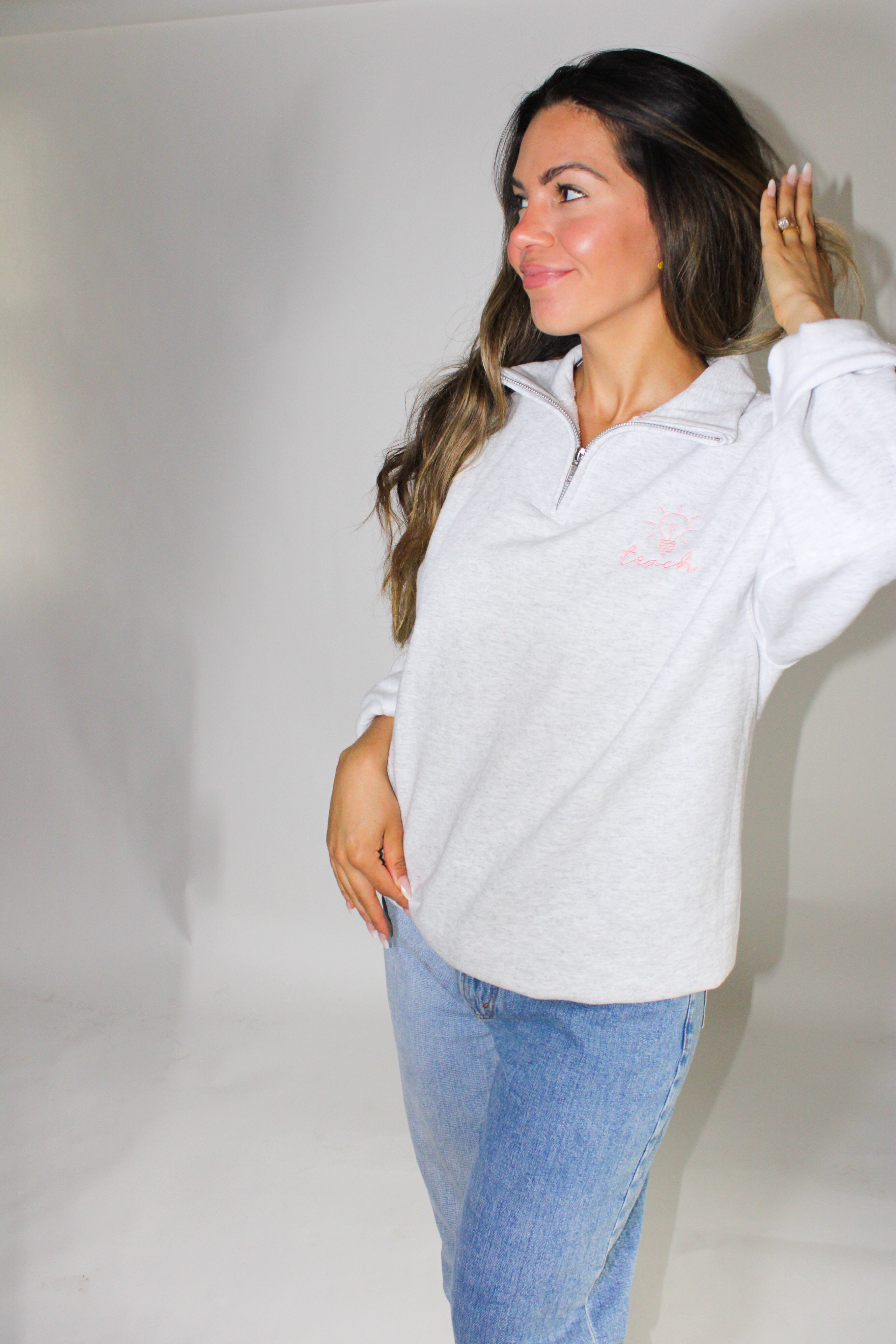 Embroidered Teacher Half Zip