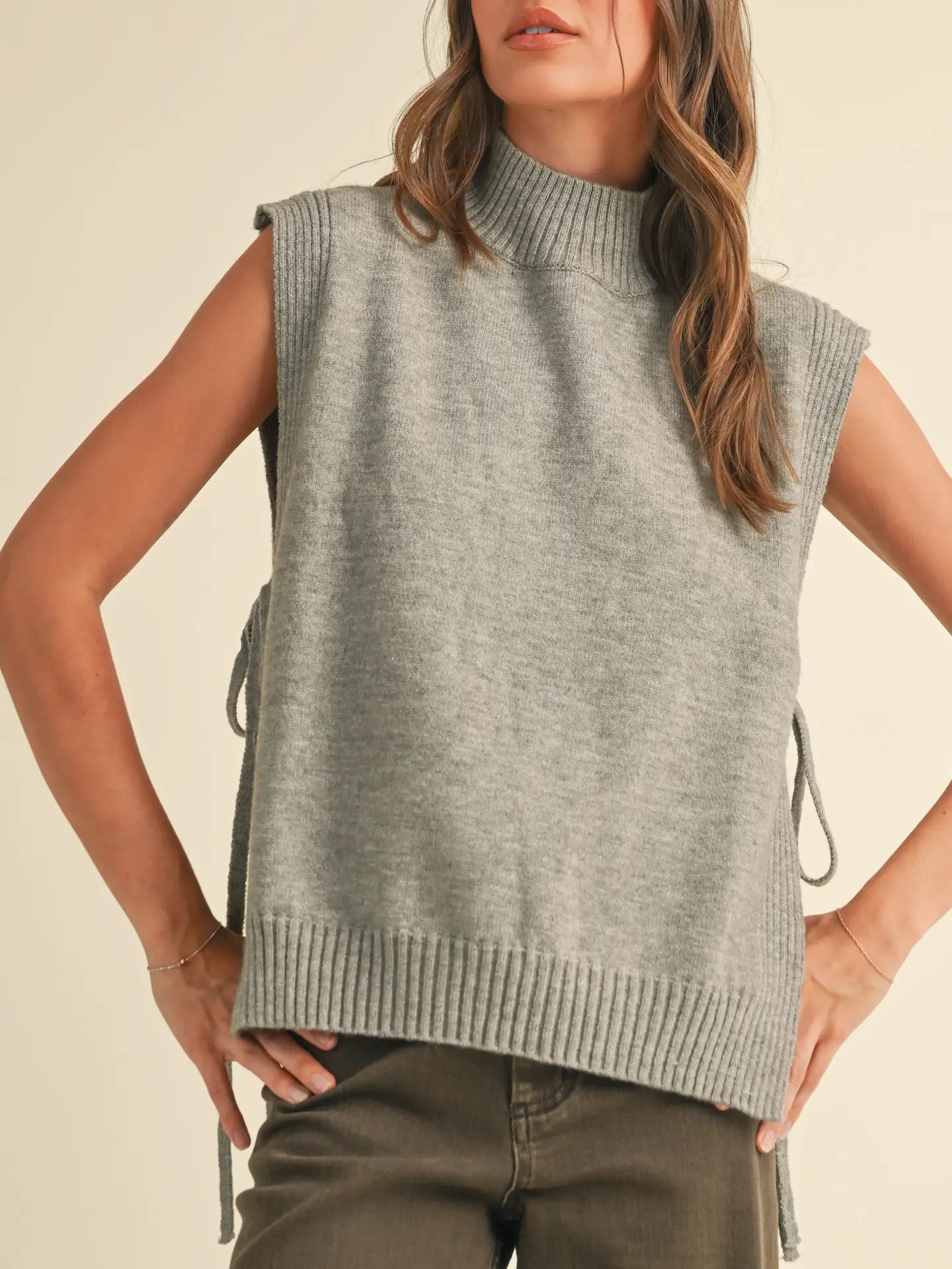 Graphite Mock Neck Sweater Vest