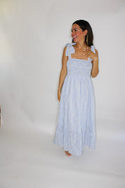 Whispering Blue Floral Midi Dress
