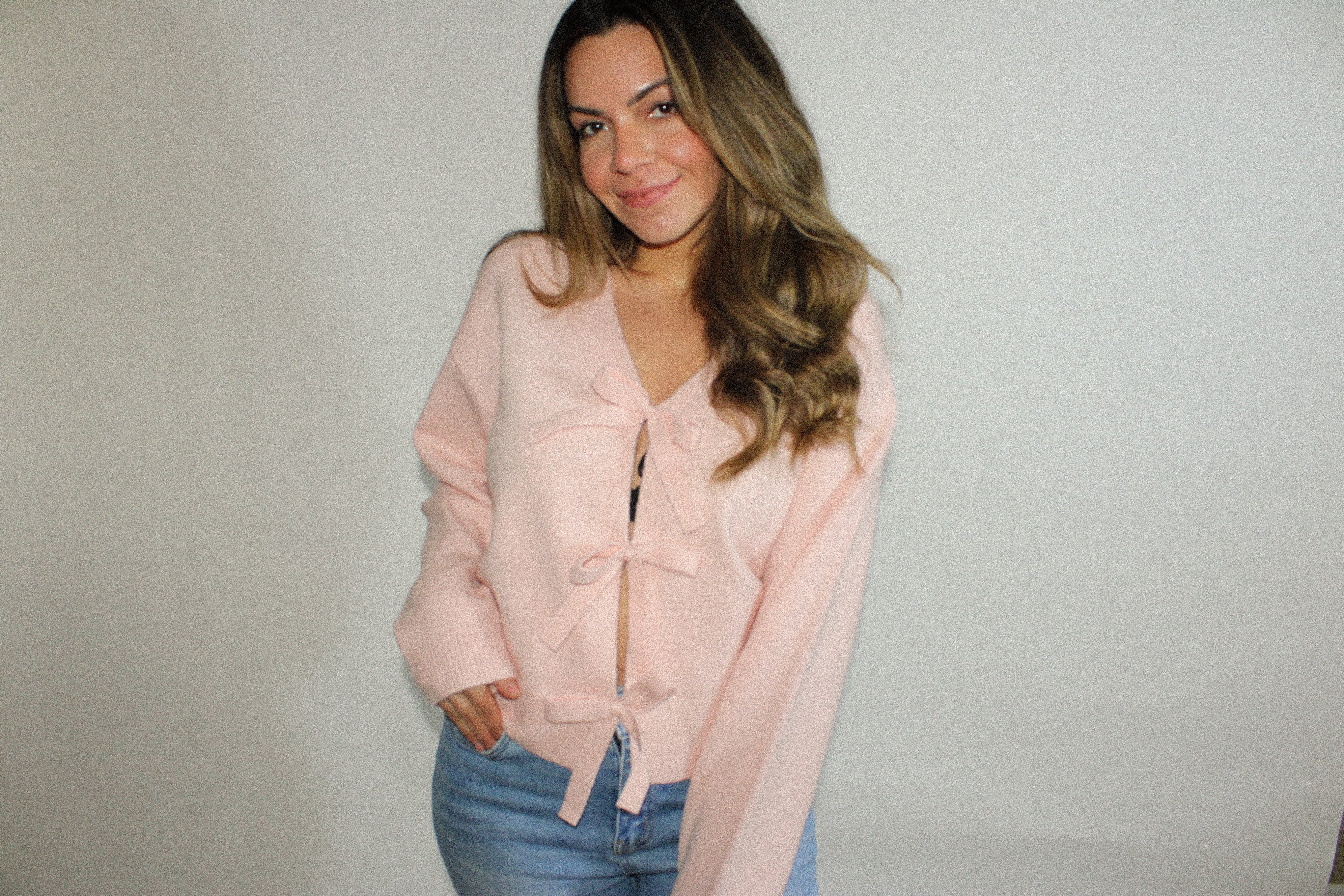 Pretty In Pink Blush Ribbon Sweater