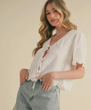 Ella Ivory Embroidered Top