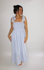 Whispering Blue Floral Midi Dress