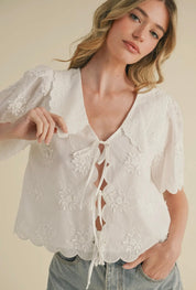 Ella Ivory Embroidered Top