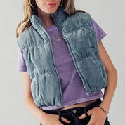 Blue Corduroy Cropped Vest