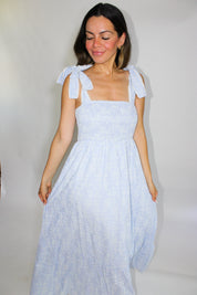 Whispering Blue Floral Midi Dress