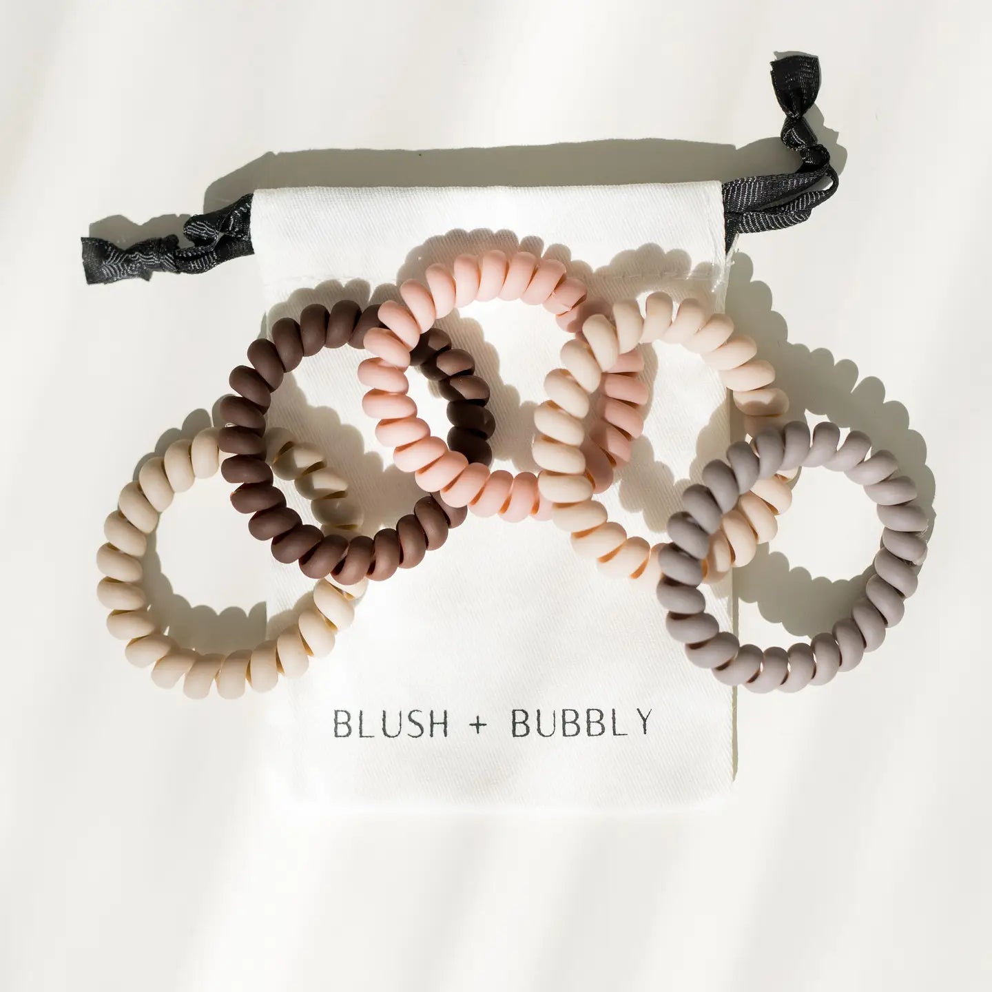 Coil Hair Tie Set of 5, Gloss Hair Coils, Neutral Bliss