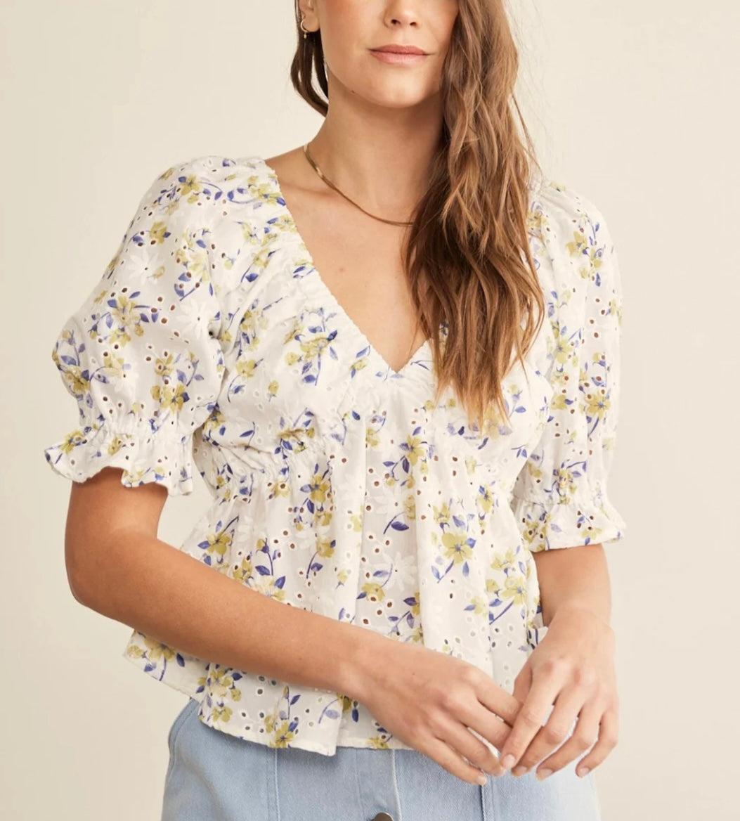 Spring Fields Floral Top