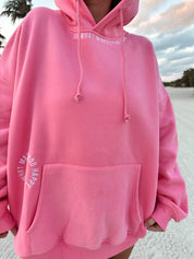 Hibiscus Pink Do What Makes You Happy Embroider Hoodie