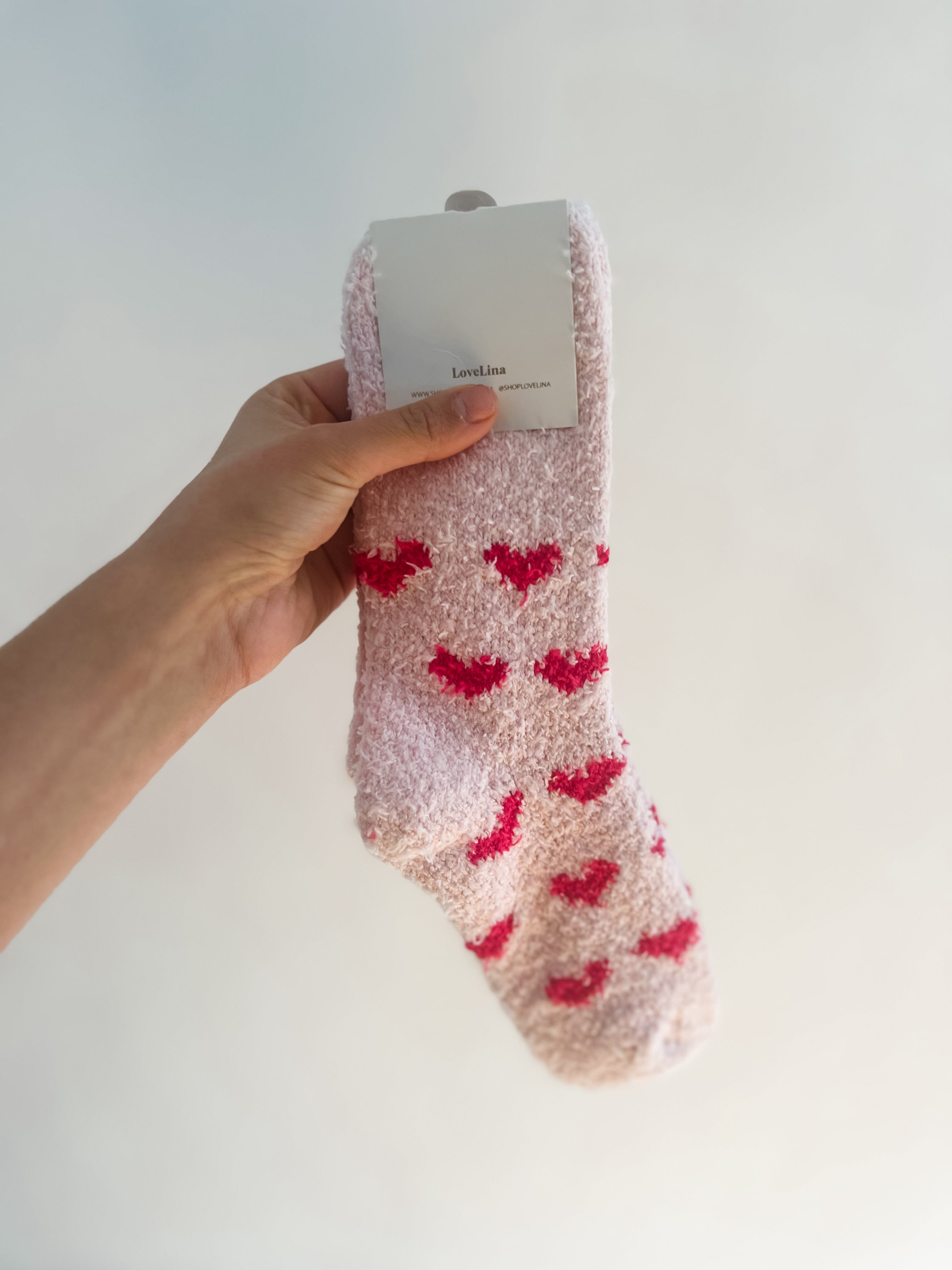 Pink hearts Fuzzy Socks