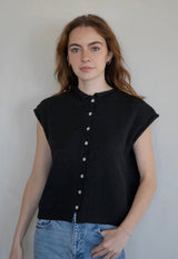 Piper Black Vest Cardigan
