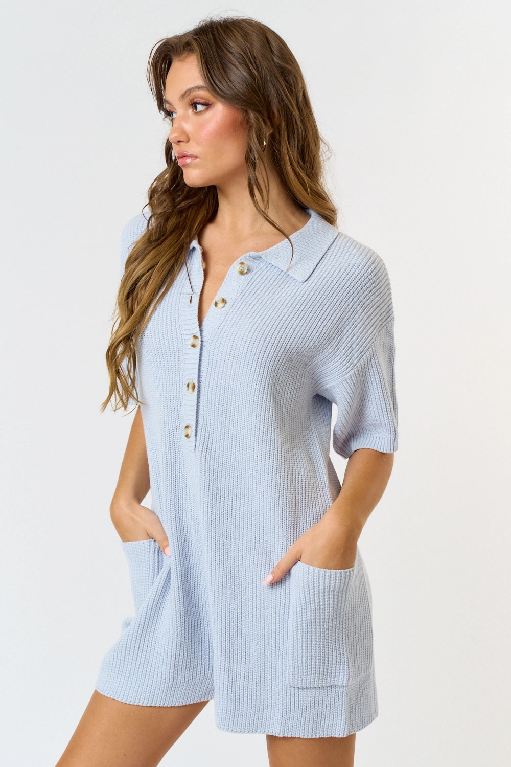 Baby Blue Sweater Romper