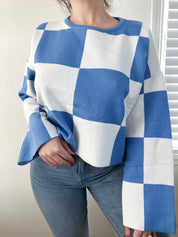 Maisy Round Neck Checkered Sweater