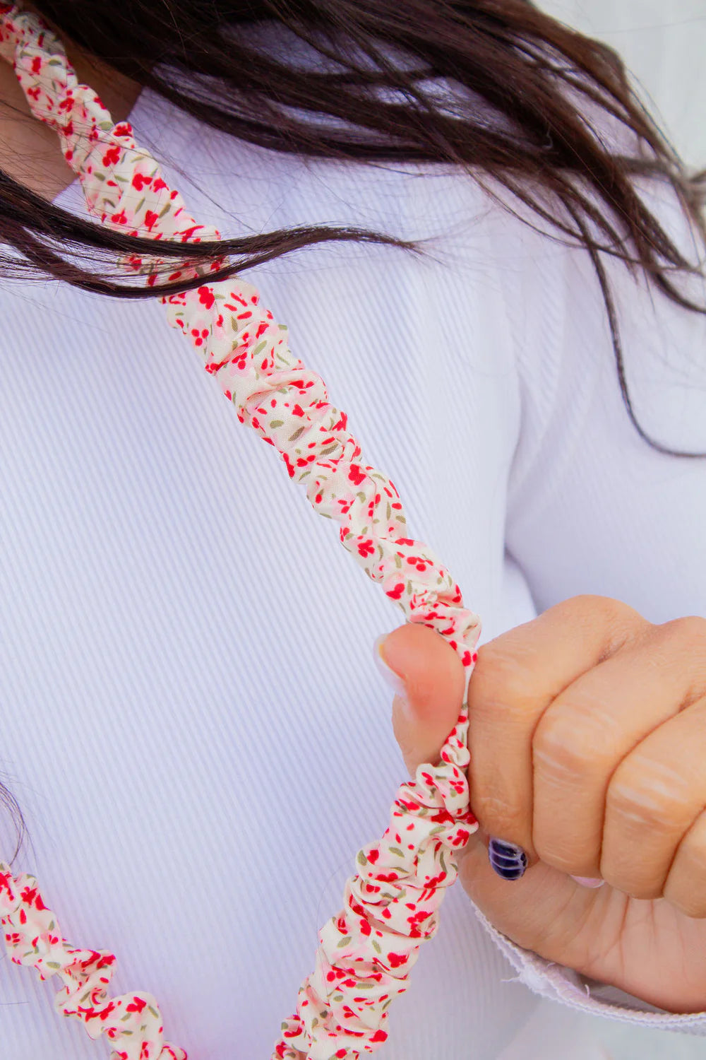 Red and Pink Floral Lanyard