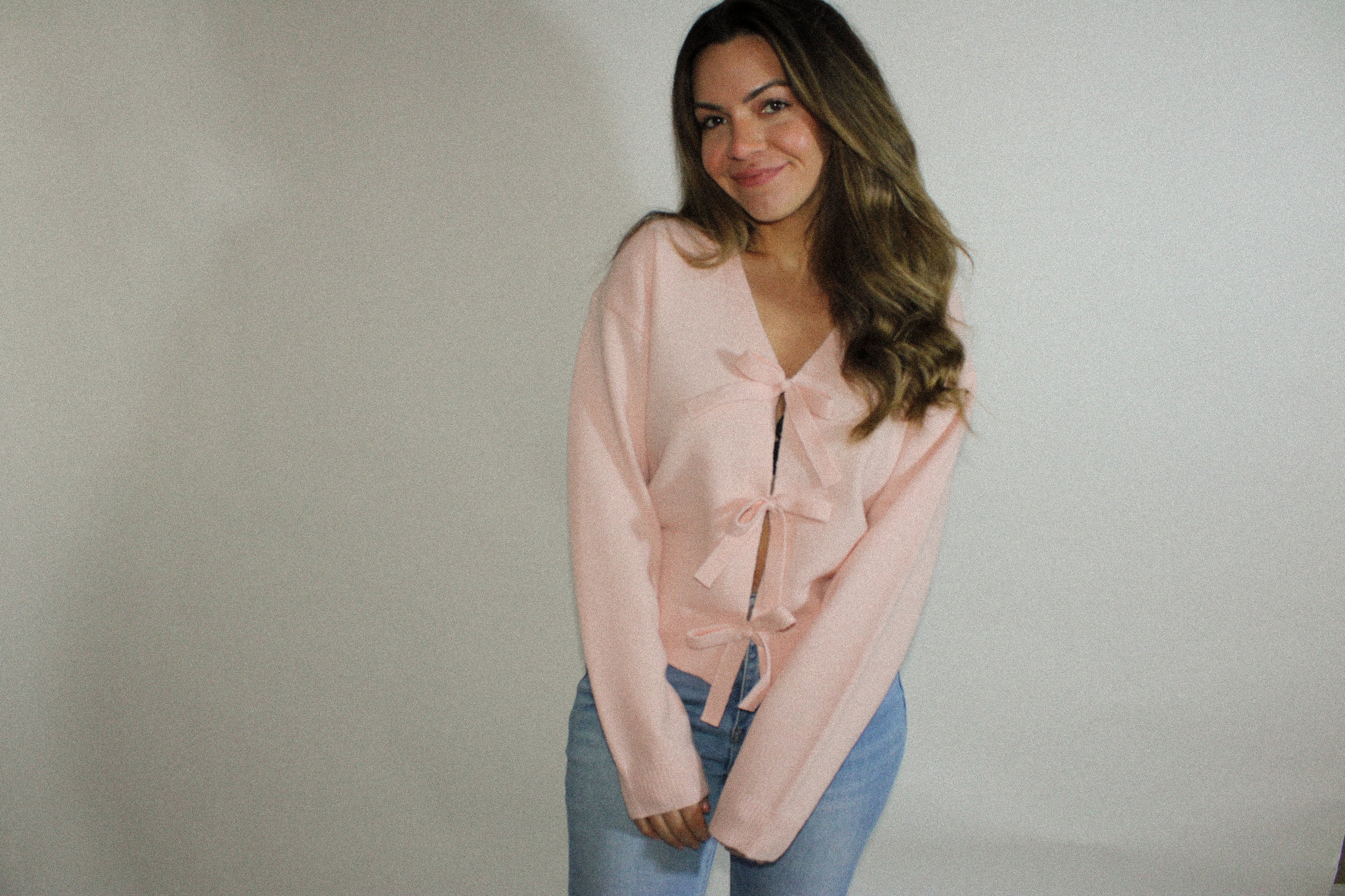 Pretty In Pink Blush Ribbon Sweater