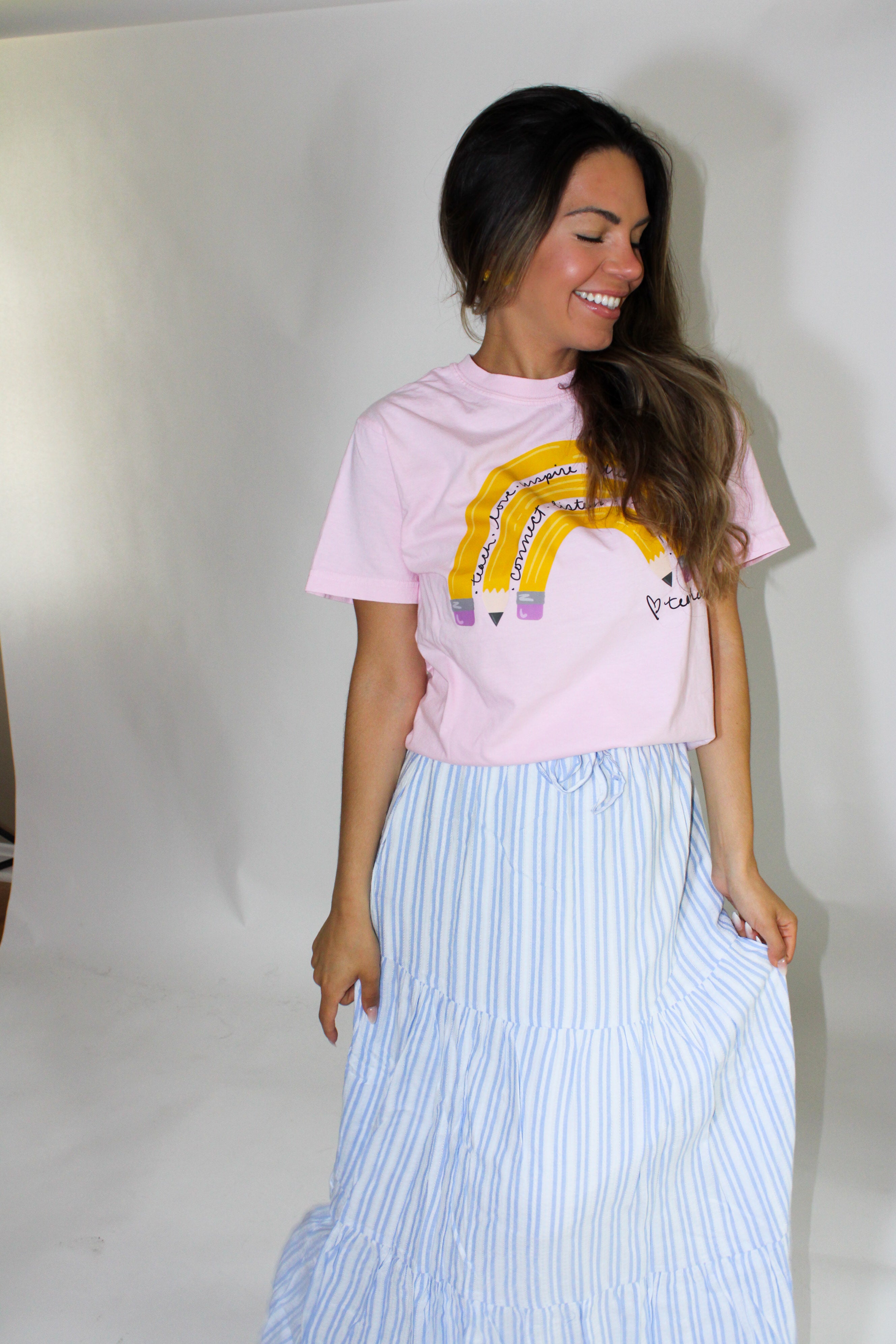 Pencil Rainbow Teacher Tee