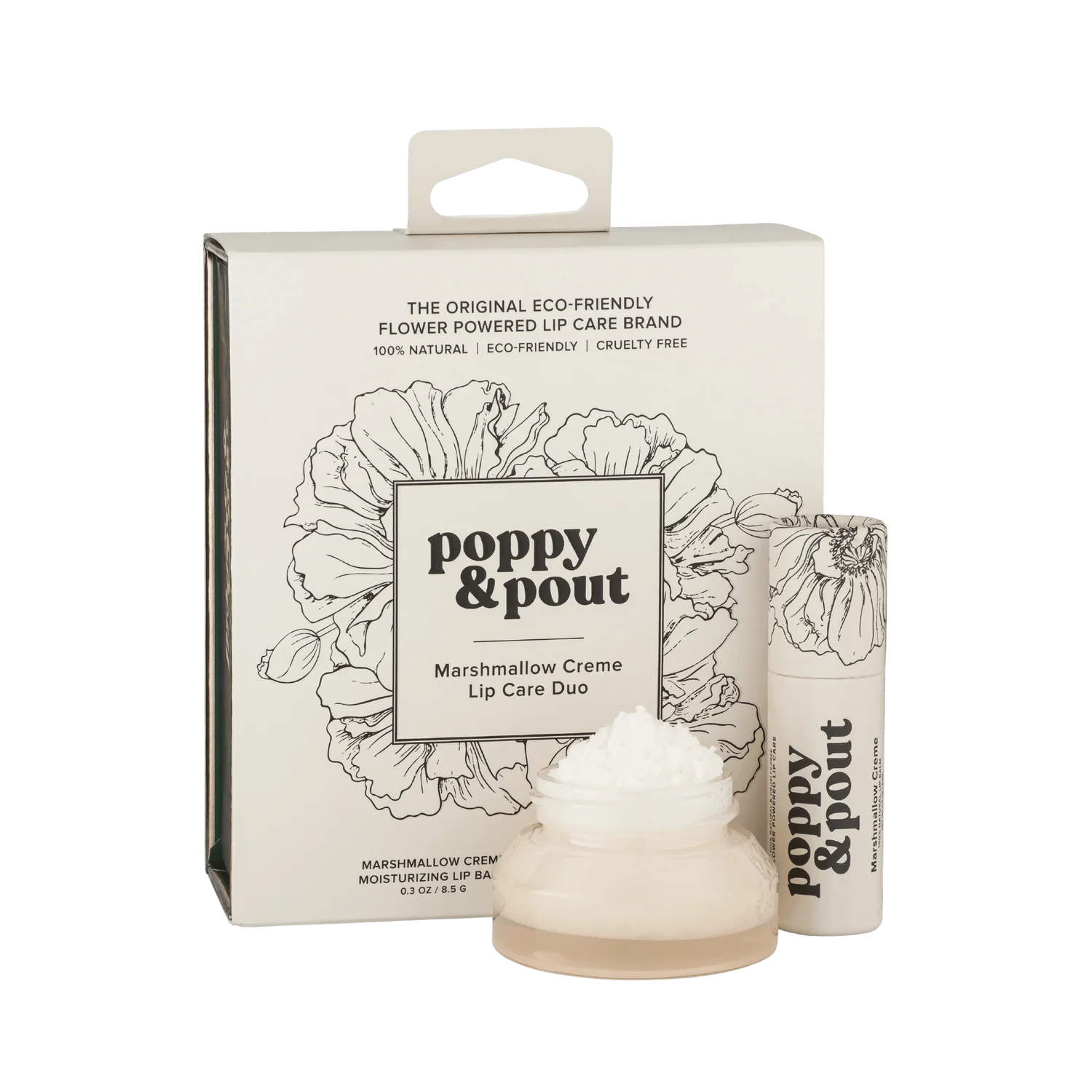 Poppy and Pout Lip Balm and Sugar Scrub Combo In Marshmallow Creme