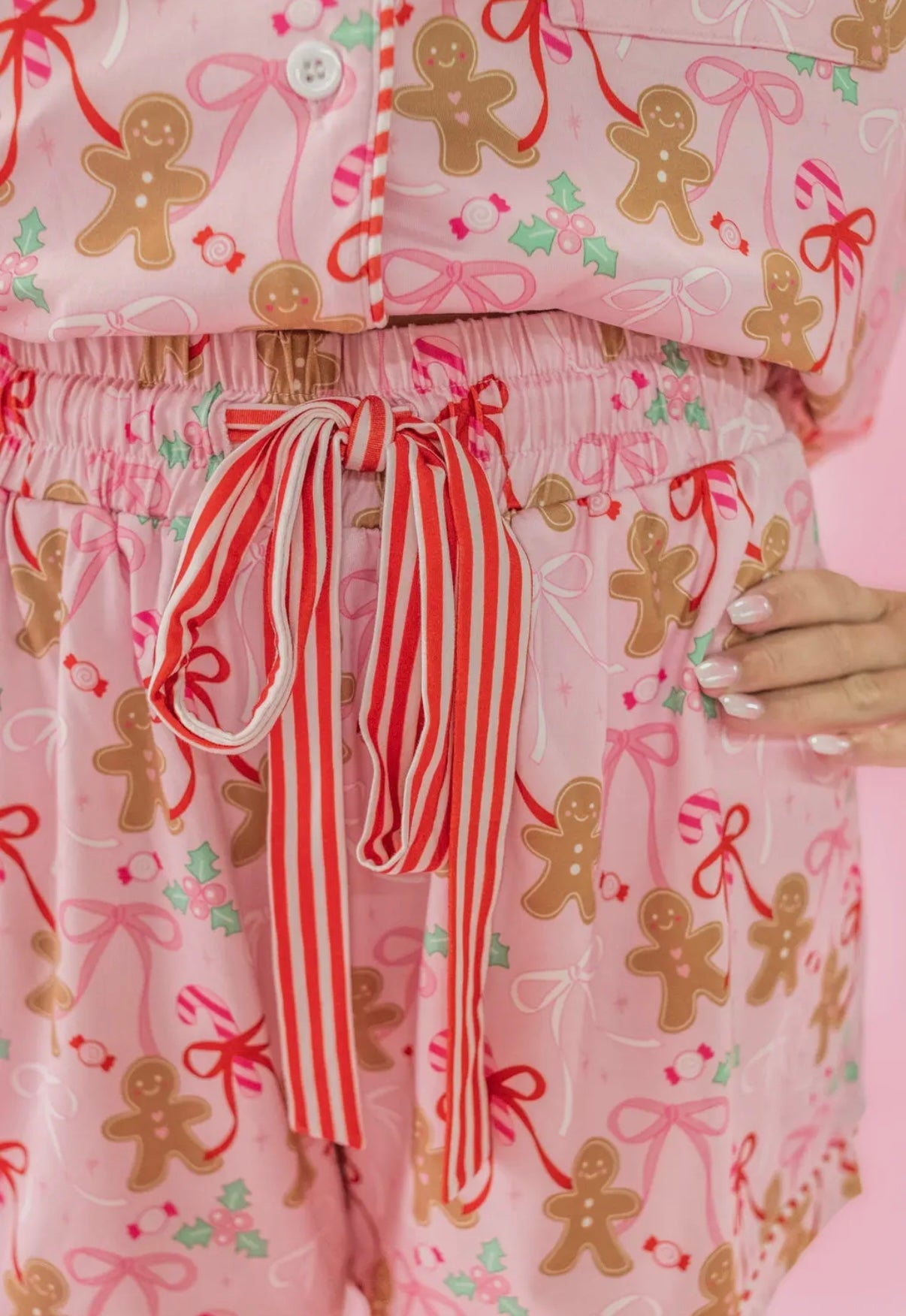 Gingerbread Bows Christmas Pajama Set