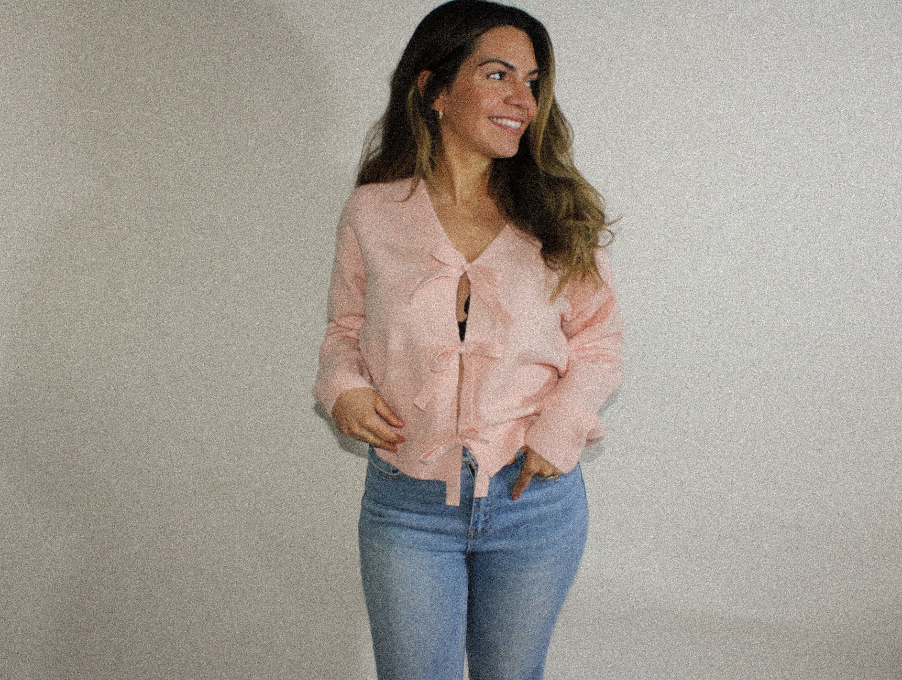 Pretty In Pink Blush Ribbon Sweater