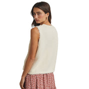 Floral Embroidered Vest in Cream