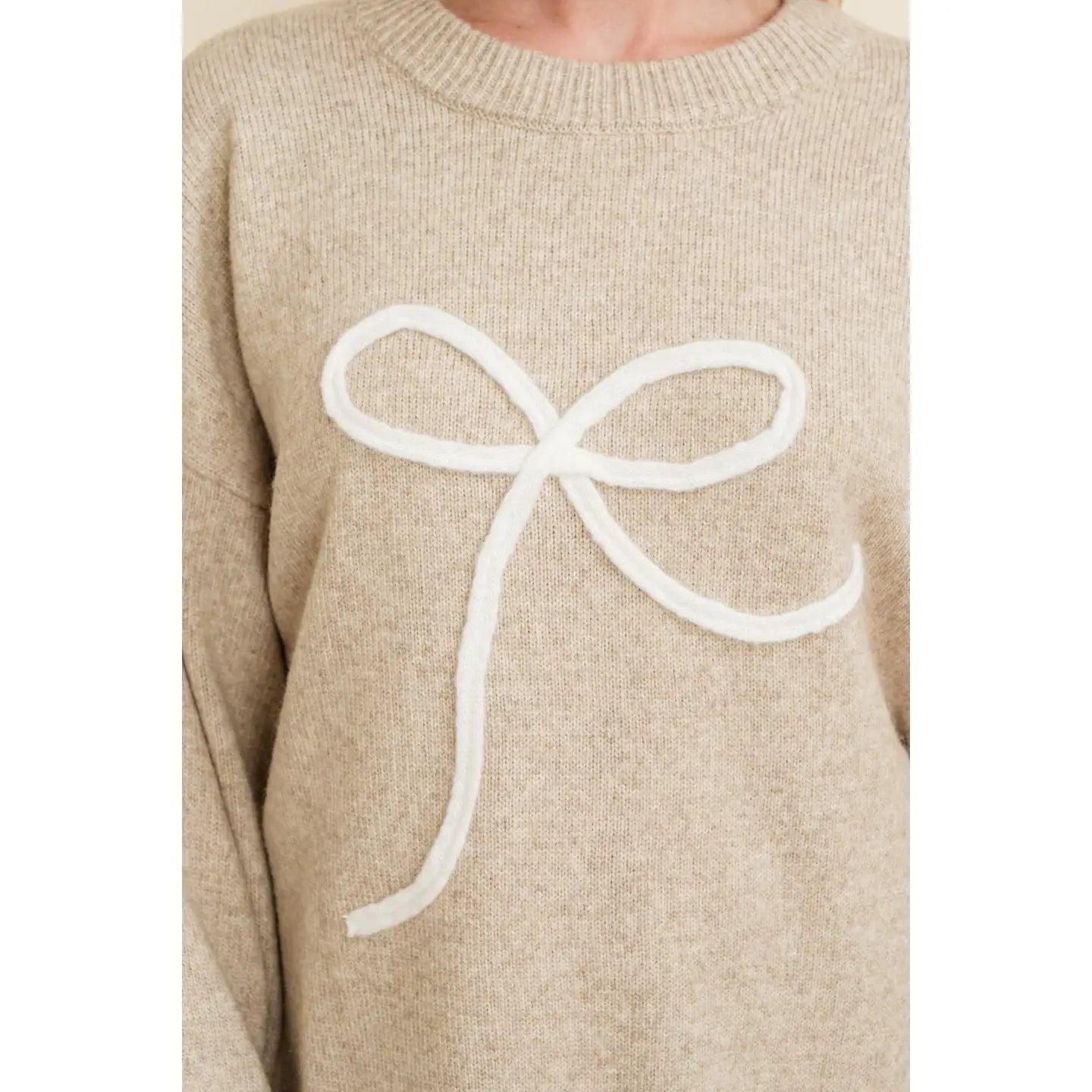 Neutral Bow Knit Sweater