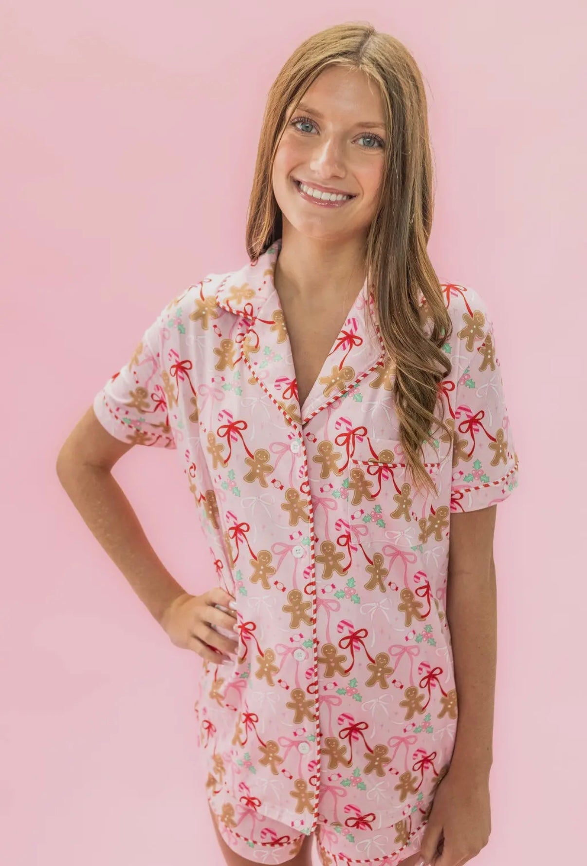 Gingerbread Bows Christmas Pajama Set