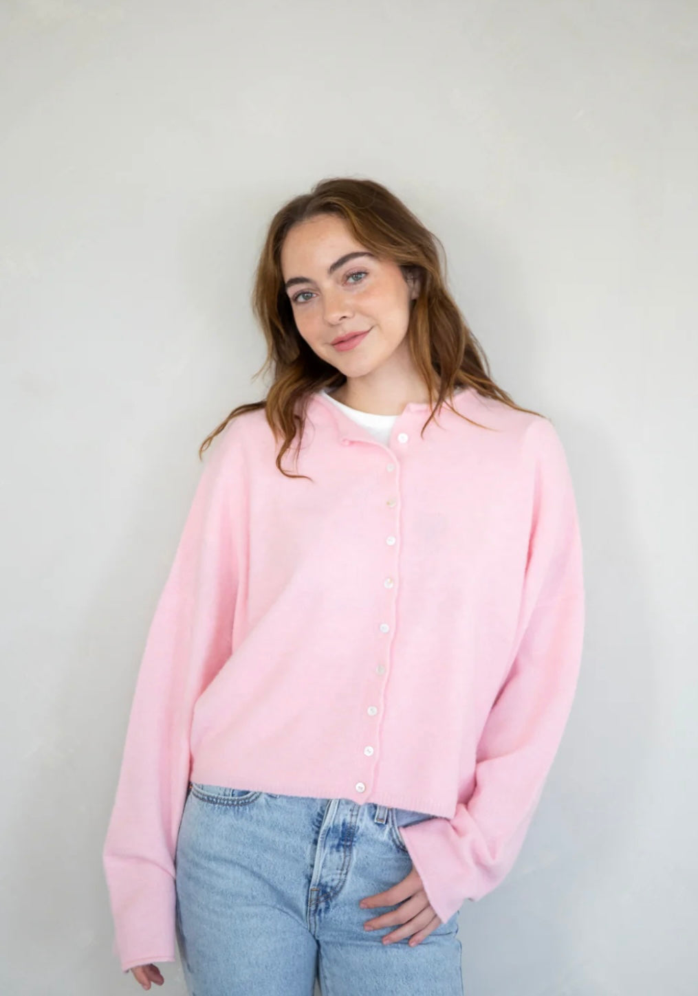 Piper Cardigan in Baby Pink