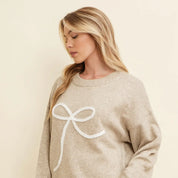 Neutral Bow Knit Sweater